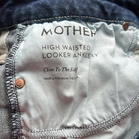 MOTHER High Waisted Looker Jean Ankle Fray Close to the Edge Sz 30 - Picture 12 of 16